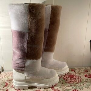 🎄Host Pick🎄 Free People Happy Thoughts Faux Shearling Patchwork Fall Boots